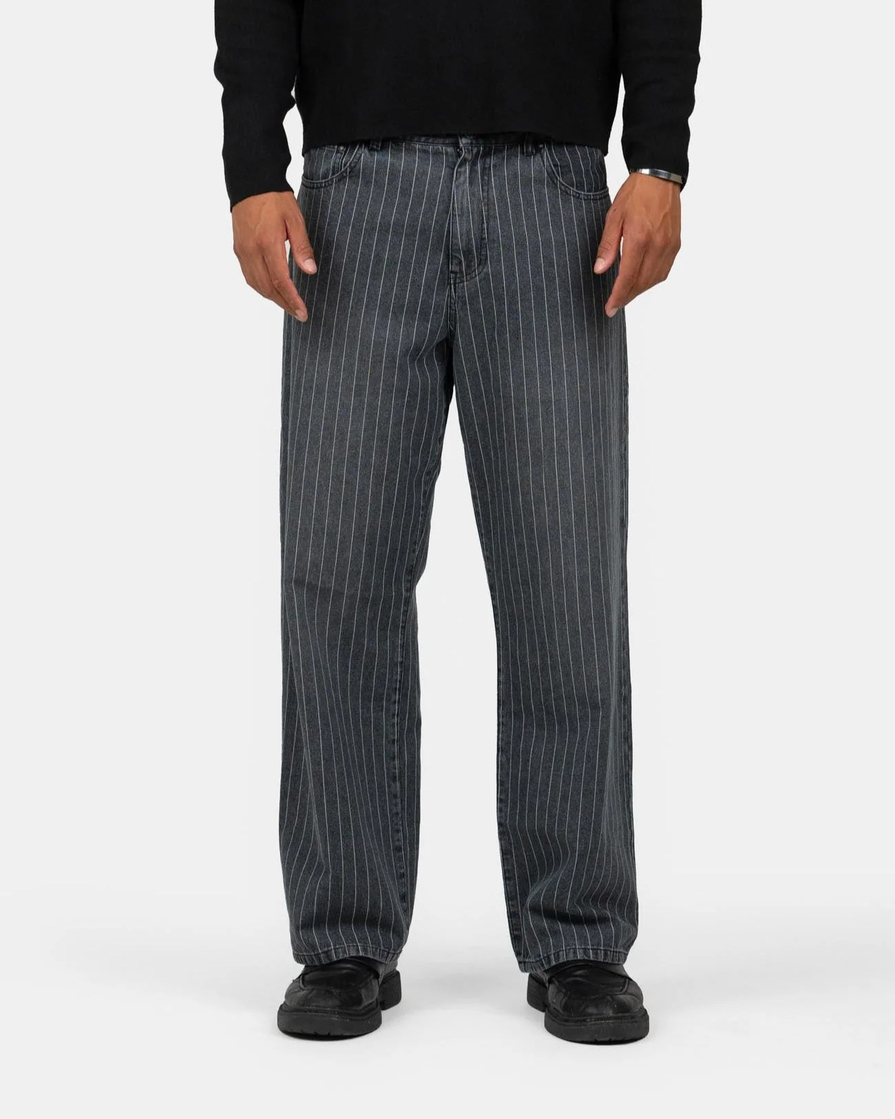 Baggy denim jeans washed pinstripe - Image 3