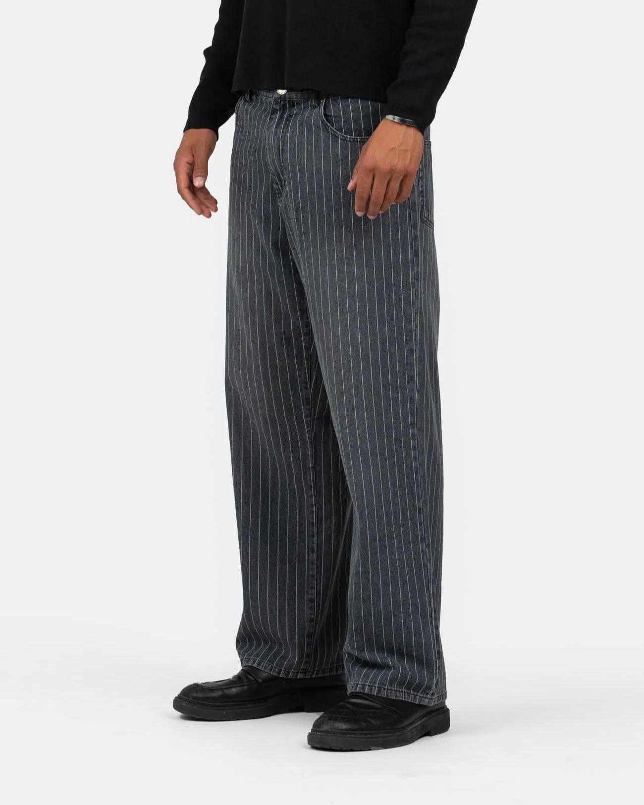 Baggy denim jeans washed pinstripe - Image 5