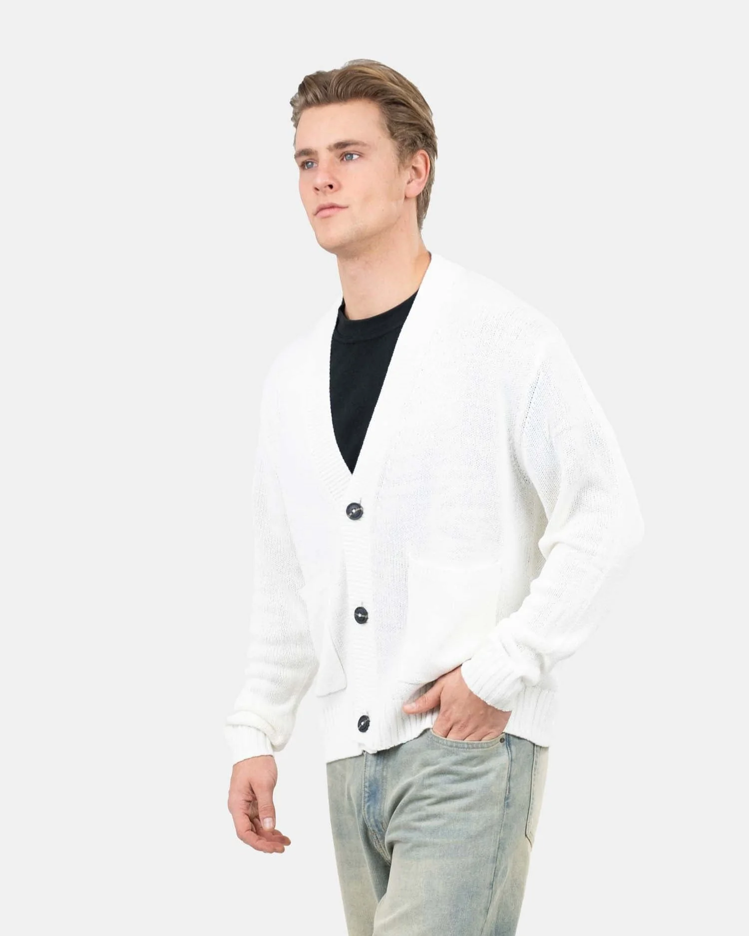Cardigan with pockets white - Image 3