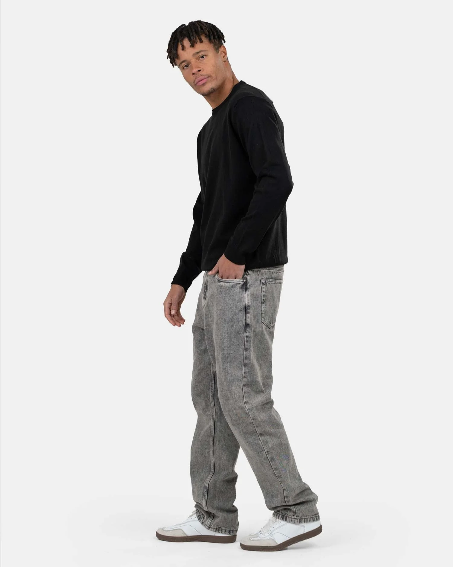 Regular Denim Jeans Washed Gray - Image 7