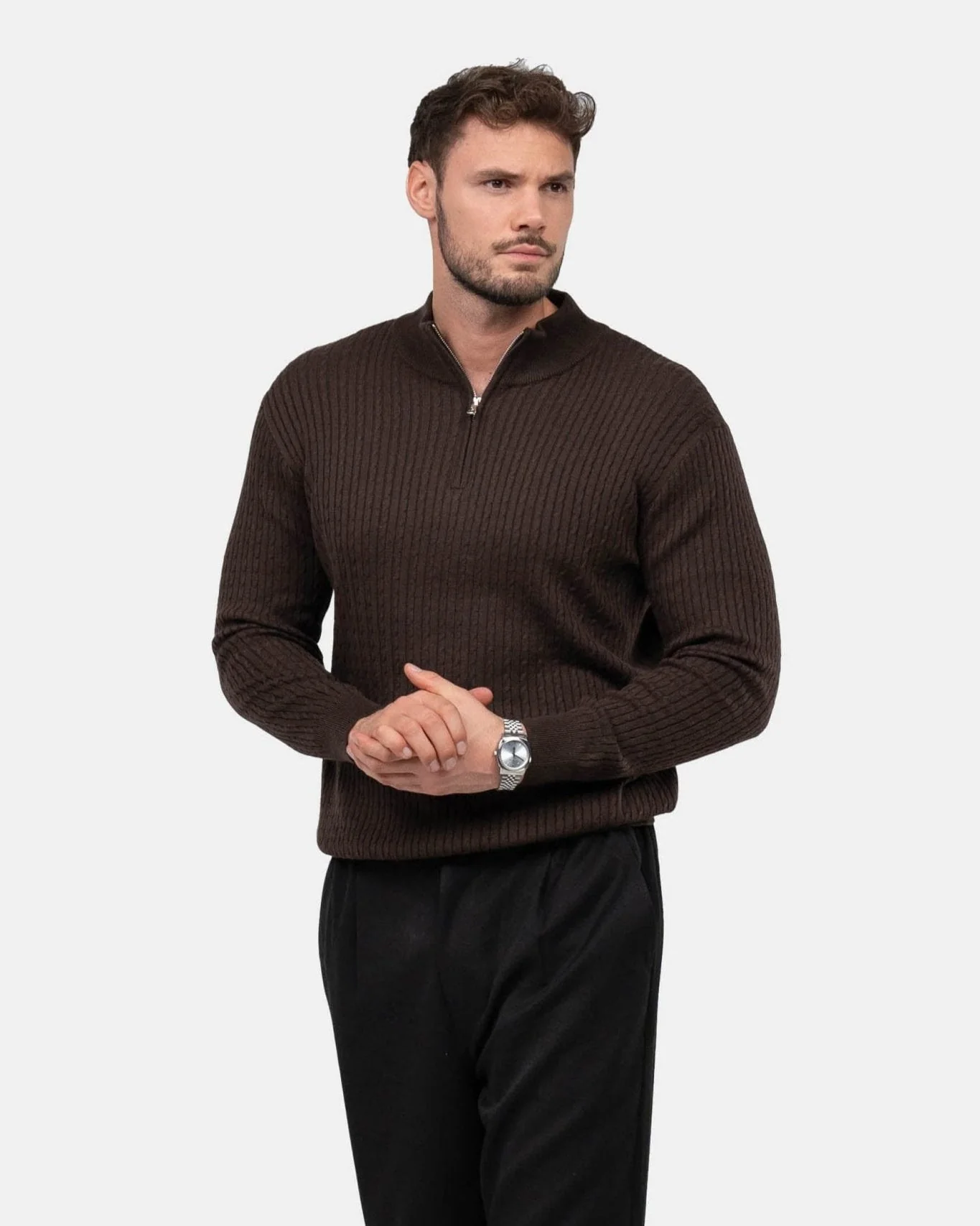 Half zip knit brown - Image 3