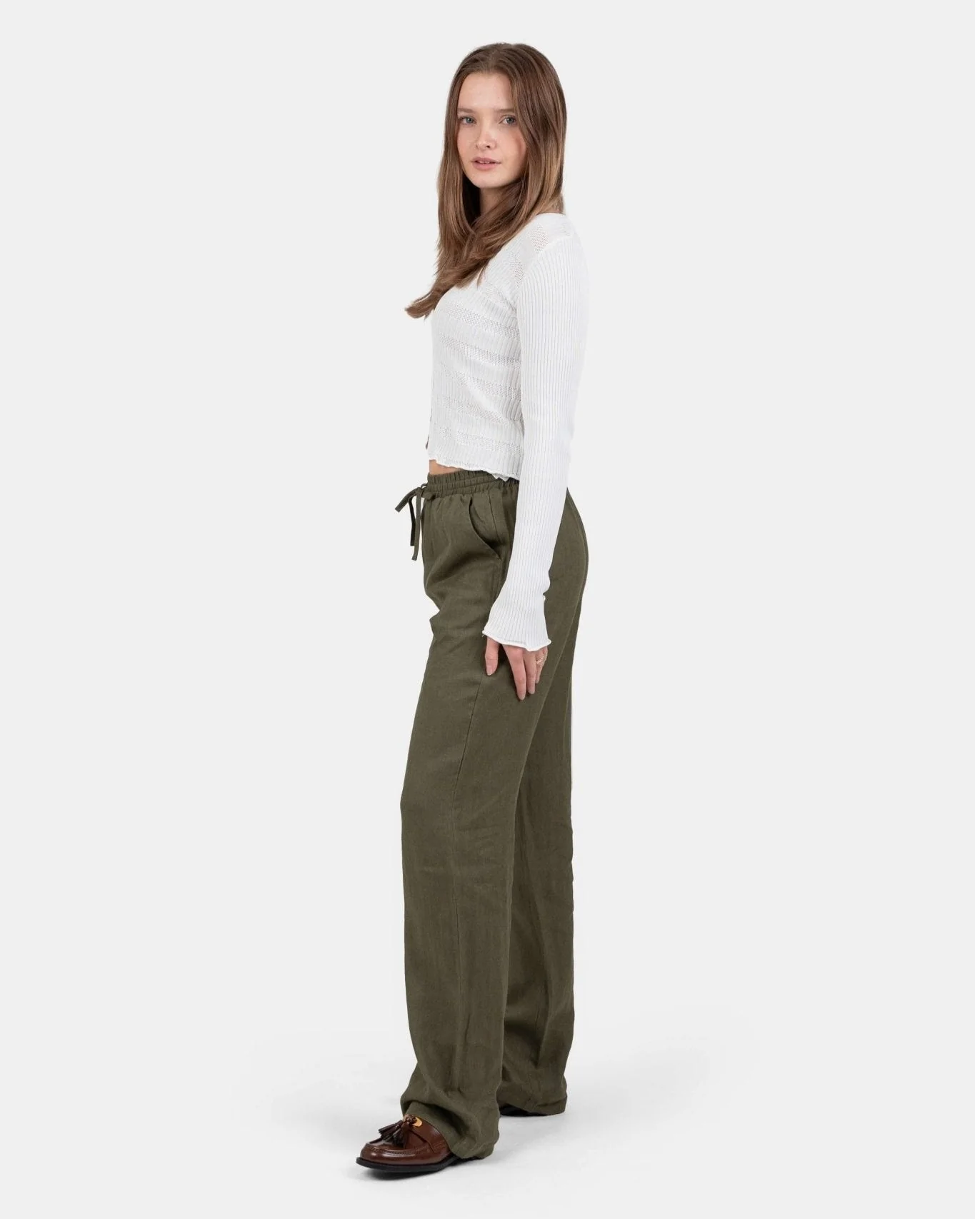 Flax pants high -waisted army - Image 3