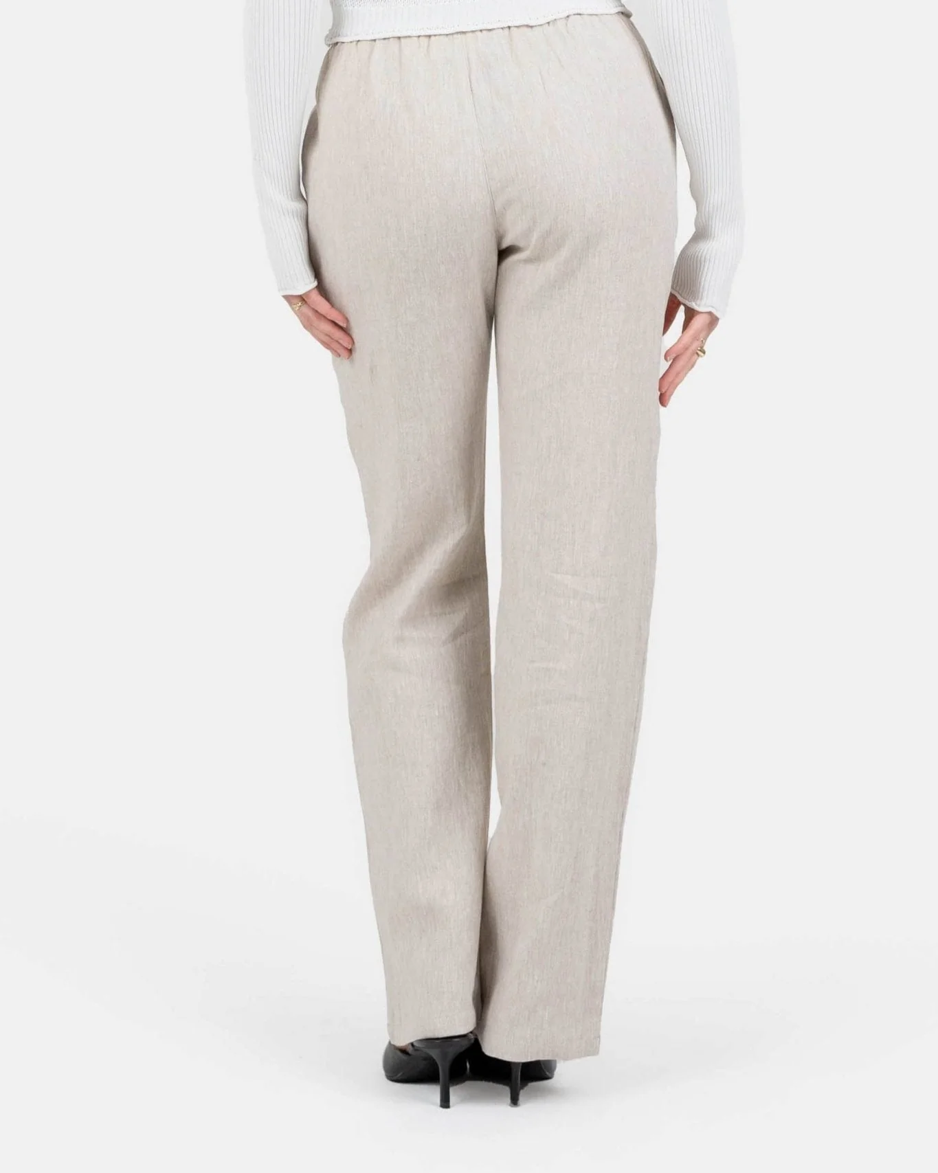 Flax pants high -waisted beige - Image 6