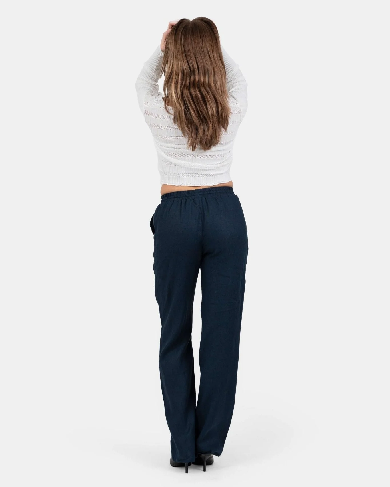 Flax pants high -waisted navy - Image 4