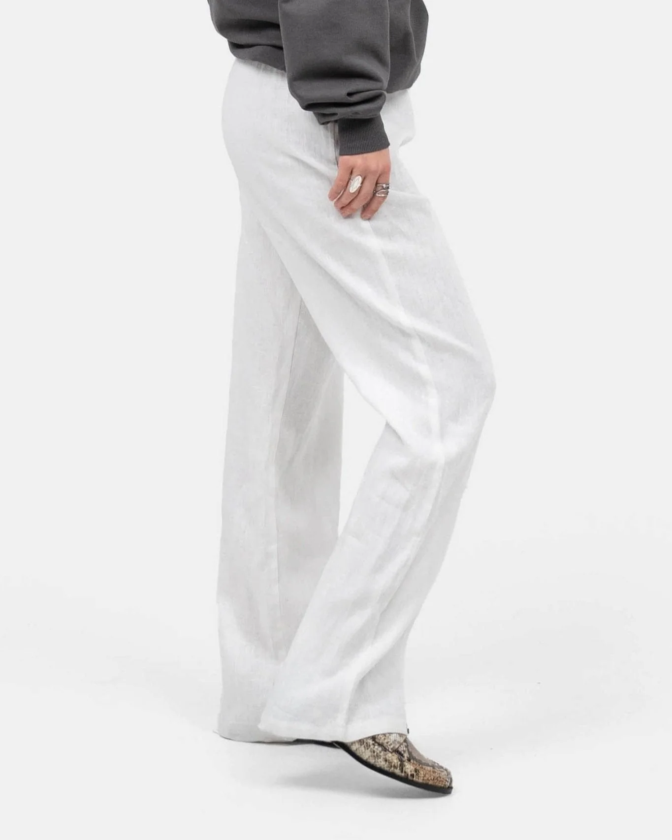Flax pants high -waisted white - Image 6