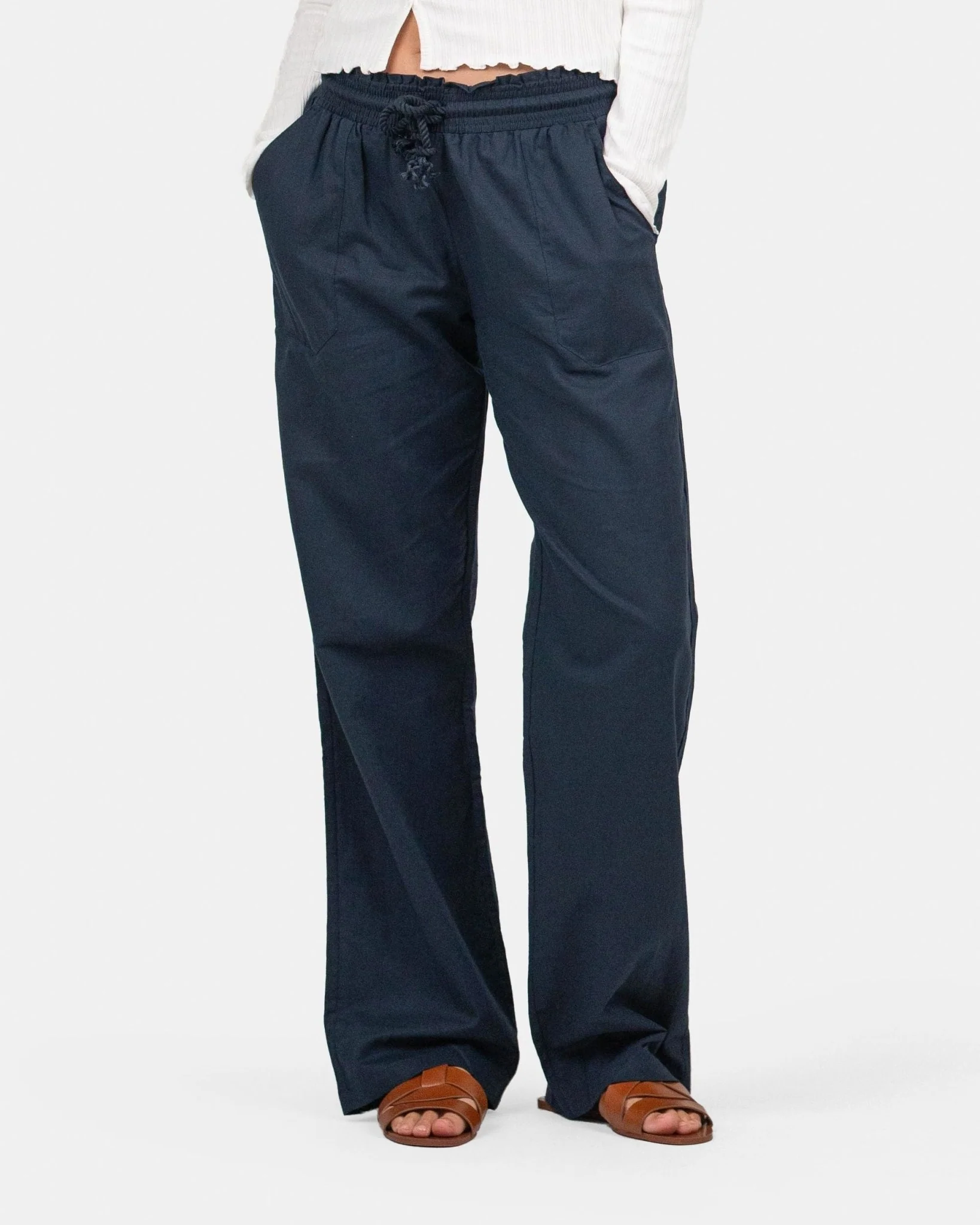 Flax pants low -waisted navy - Image 3