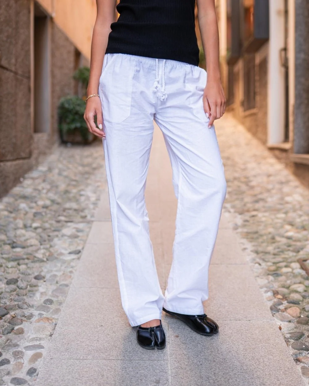 Flax pants low -waisted white - Image 3
