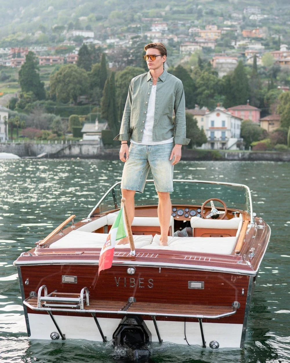 Long -sleeved flax -shirt army - Image 11