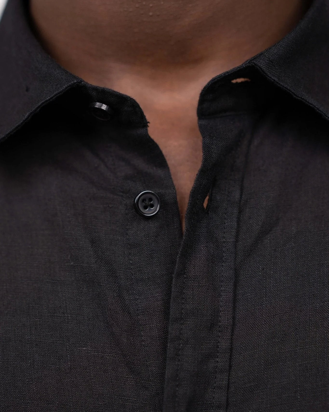 Long -sleeved flax shirt black - Image 10
