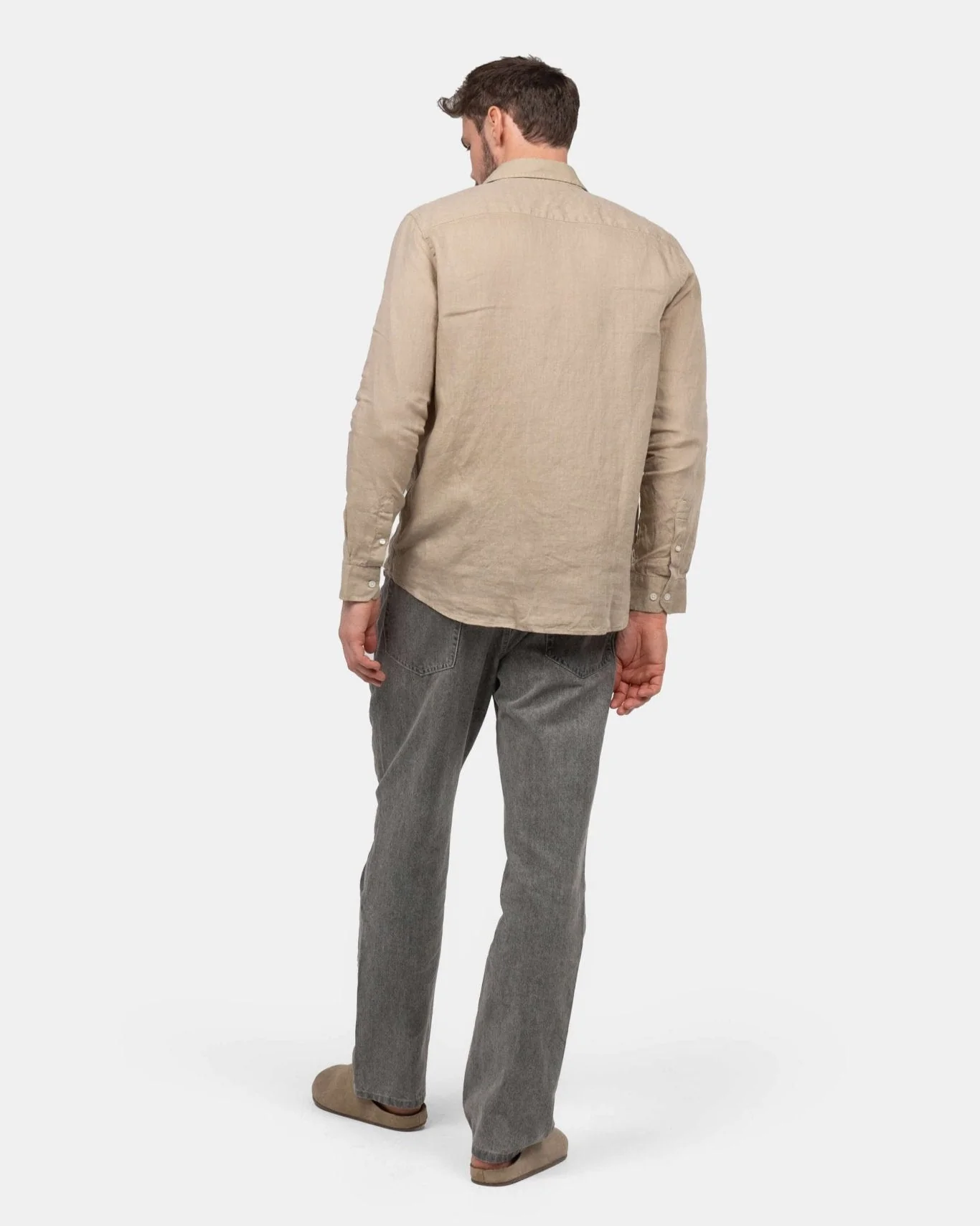 Long -sleeved flax shirt mocha - Image 6