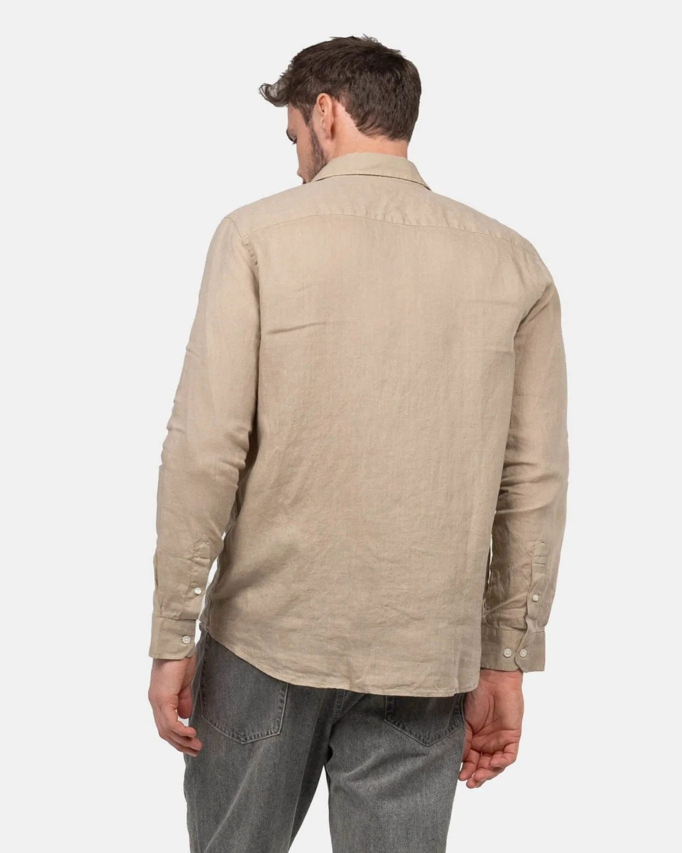 Long -sleeved flax shirt mocha - Image 8