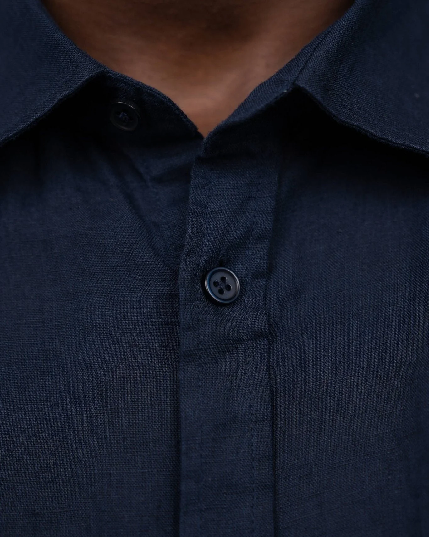 Long -sleeved flax shirt navy - Image 8