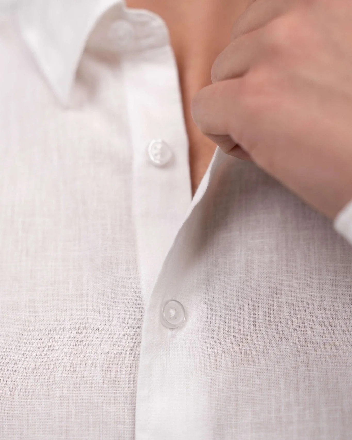 Long -sleeved flax shirt white - Image 11