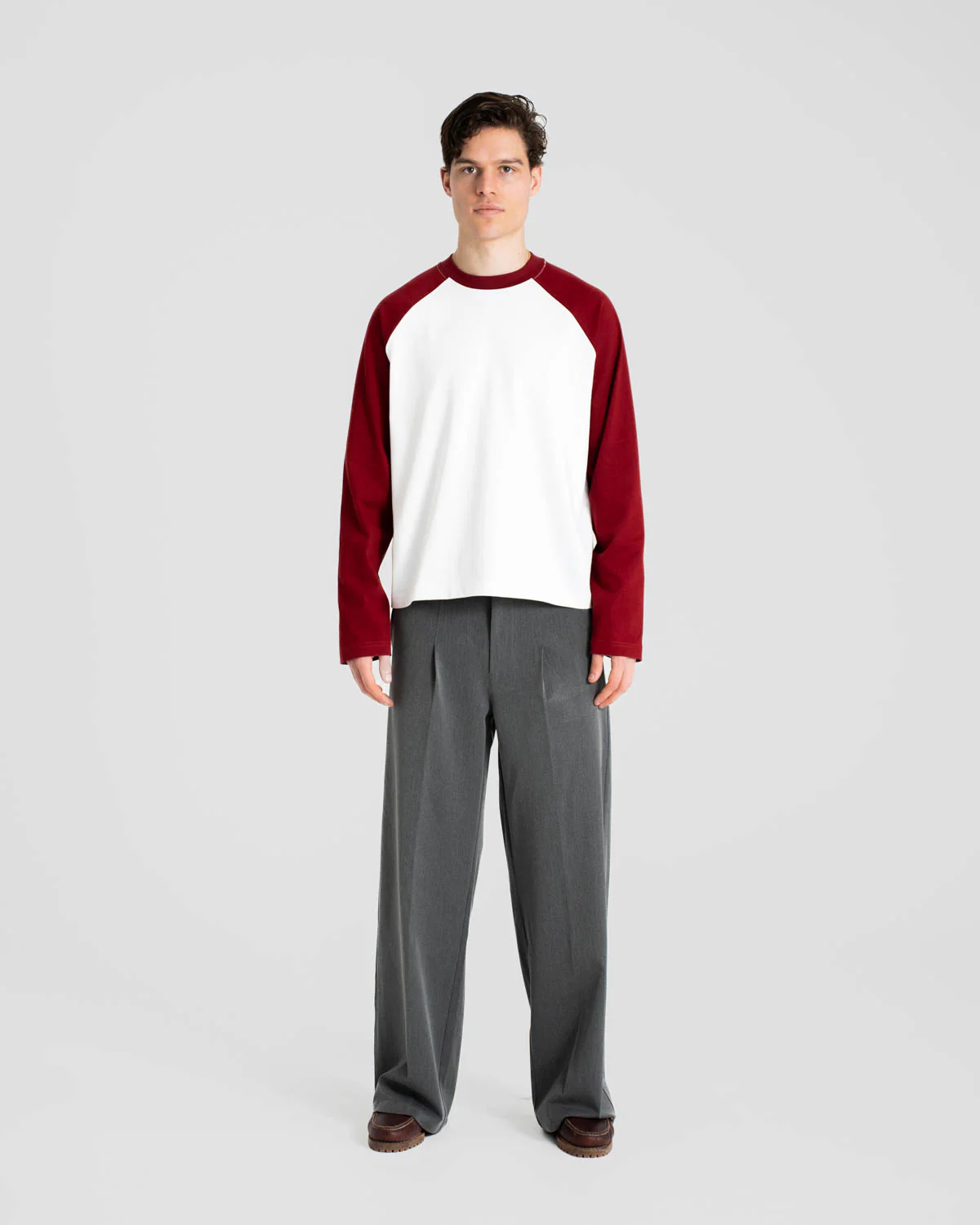 Raglan Longsleeve T-shirt White/Bordeaux - Image 4