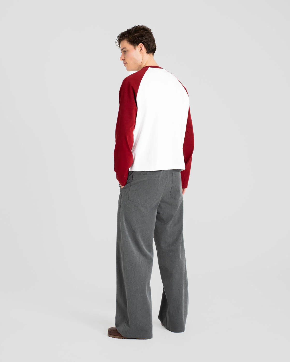 Raglan Longsleeve T-shirt White/Bordeaux - Image 9