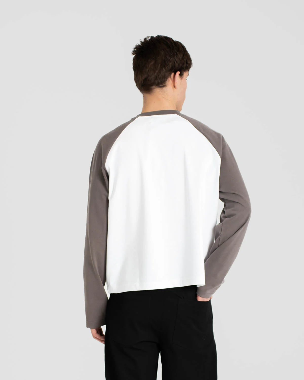 Raglan Longsleeve T-shirt White/Grey - Image 6