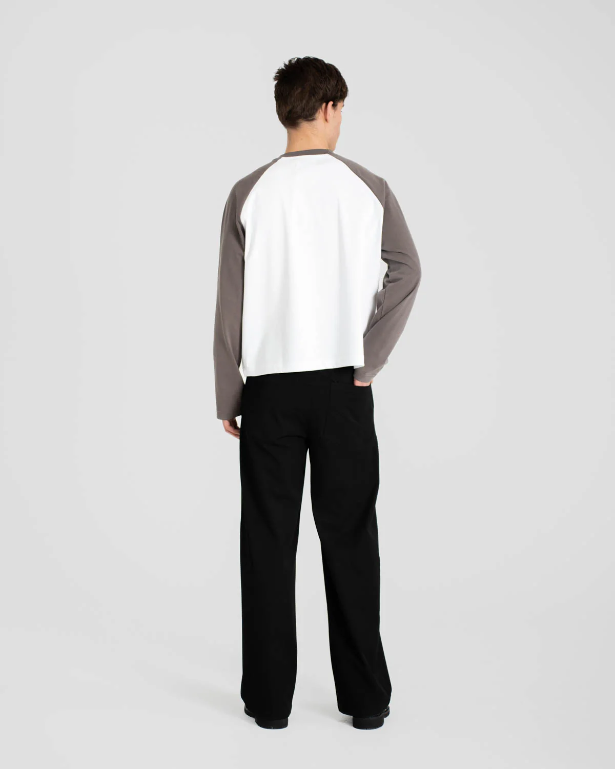 Raglan Longsleeve T-shirt White/Grey - Image 9