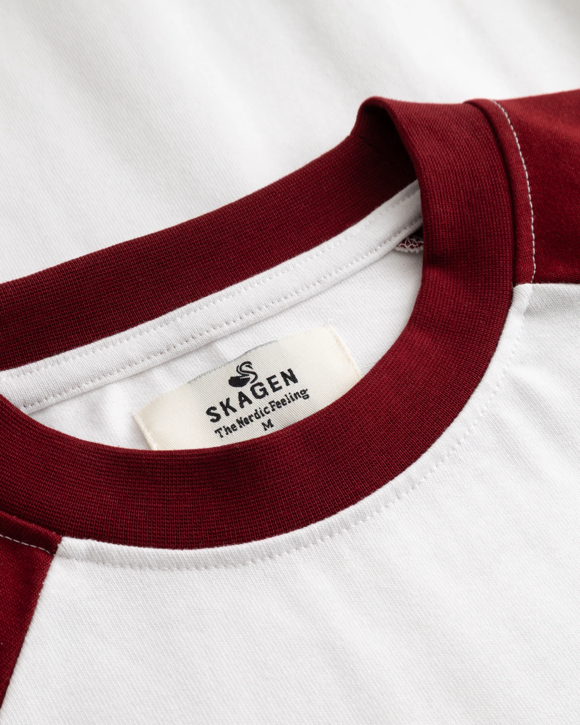 Raglan Longsleeve T-shirt White/Bordeaux - Image 10