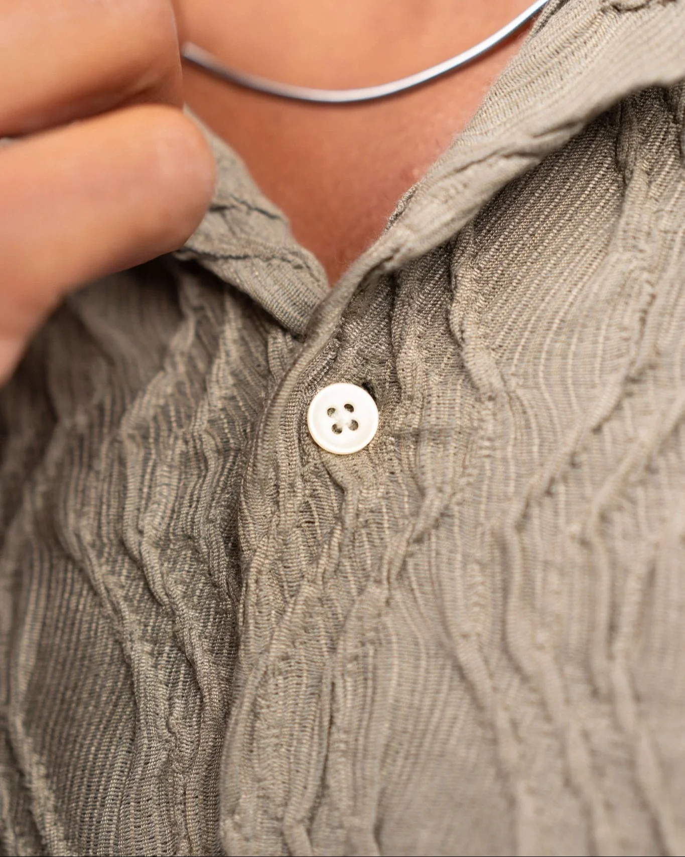 Short sleeve jacquard shirt army - Image 10