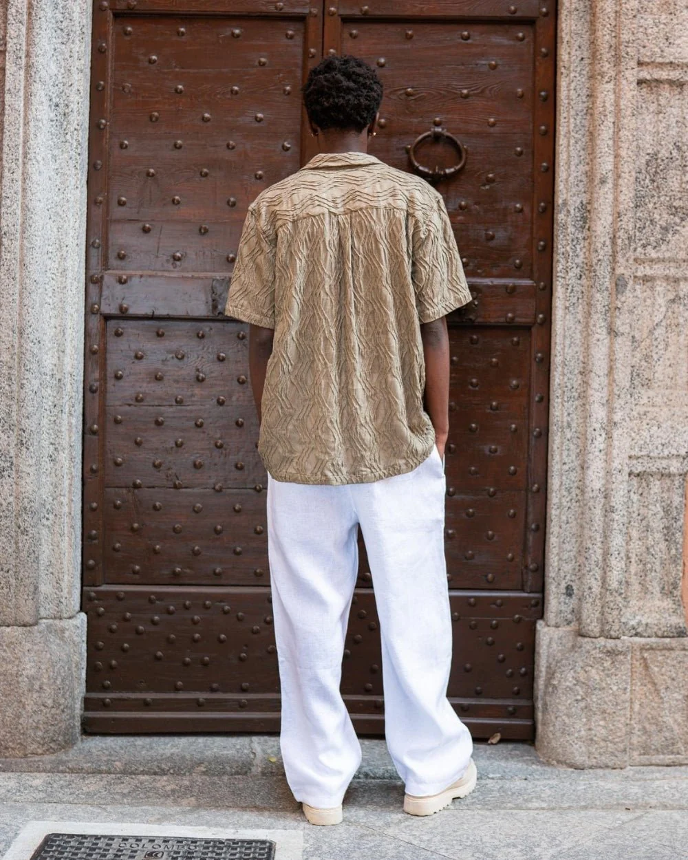 Short sleeve jacquard shirt army - Image 11