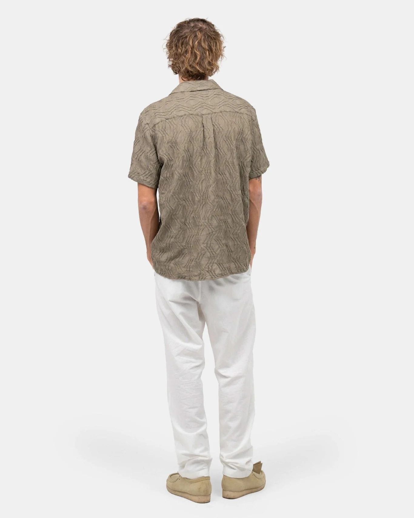 Short sleeve jacquard shirt army - Image 7