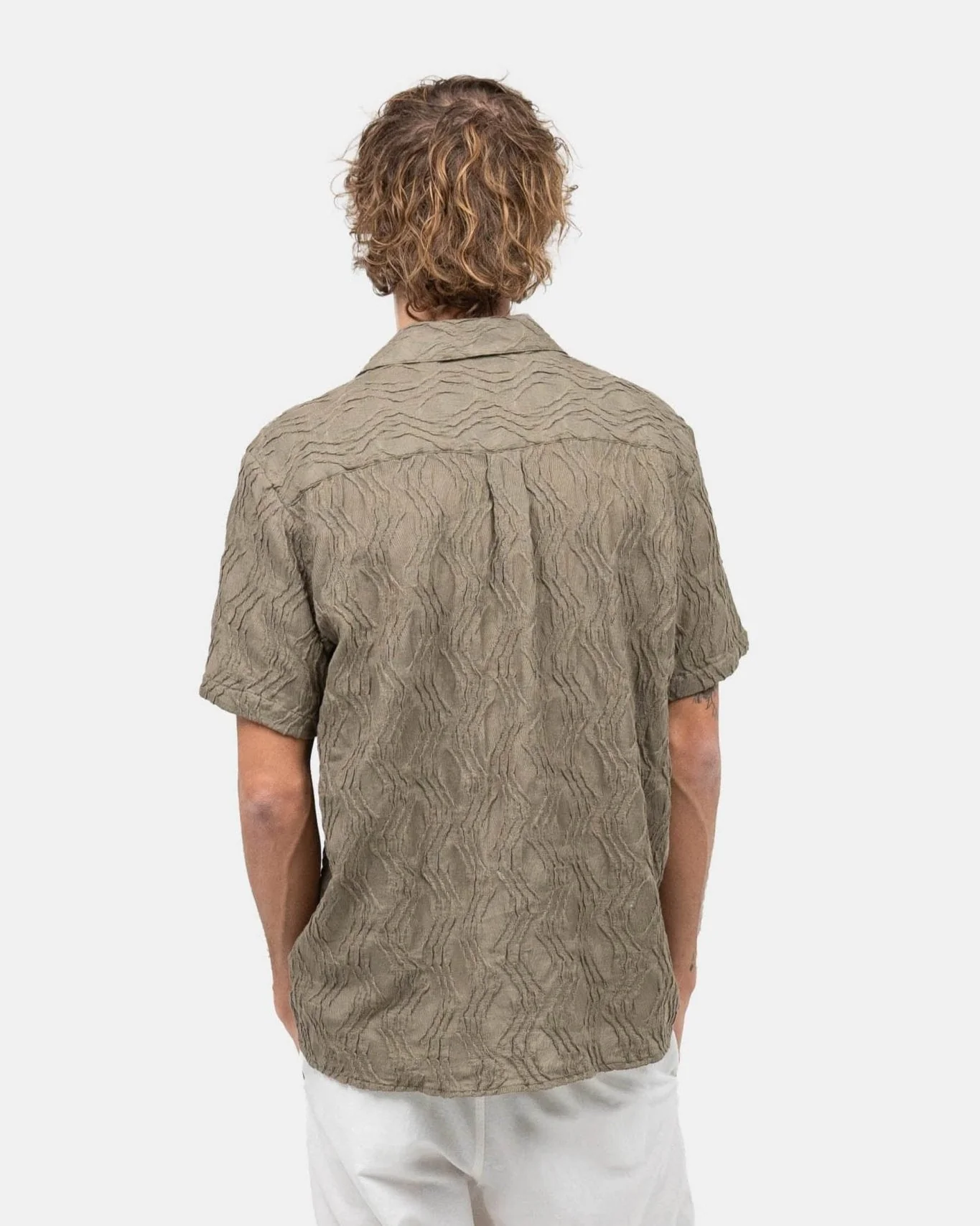 Short sleeve jacquard shirt army - Image 9