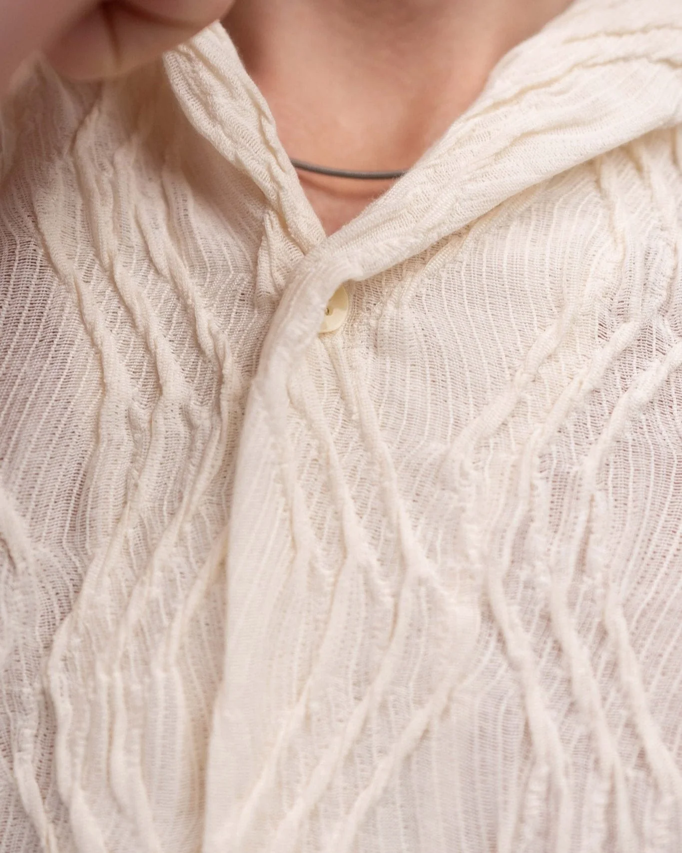 Short sleeve jacquard shirt cream white - Image 10