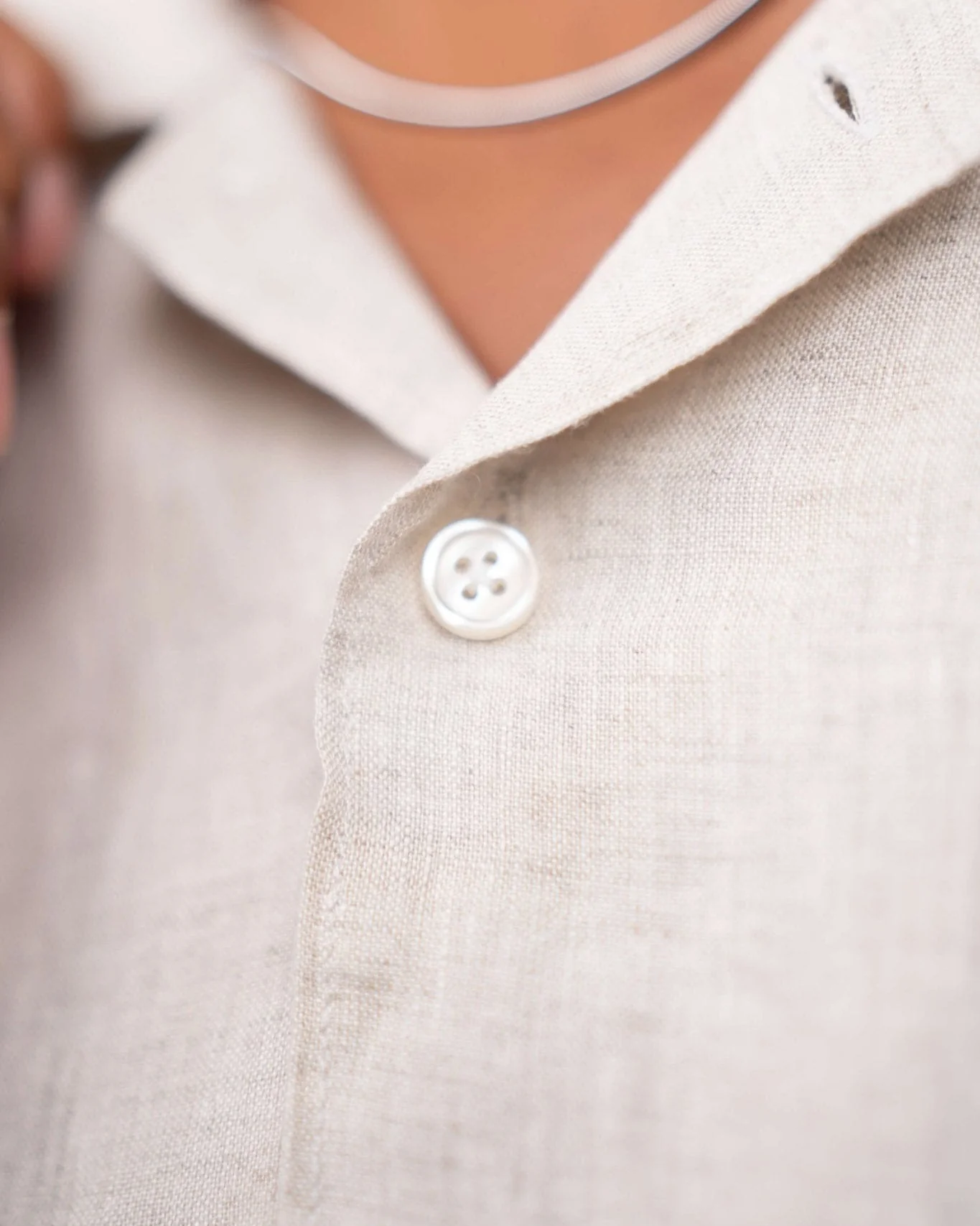 Short -sleeved flax shirt beige - Image 10