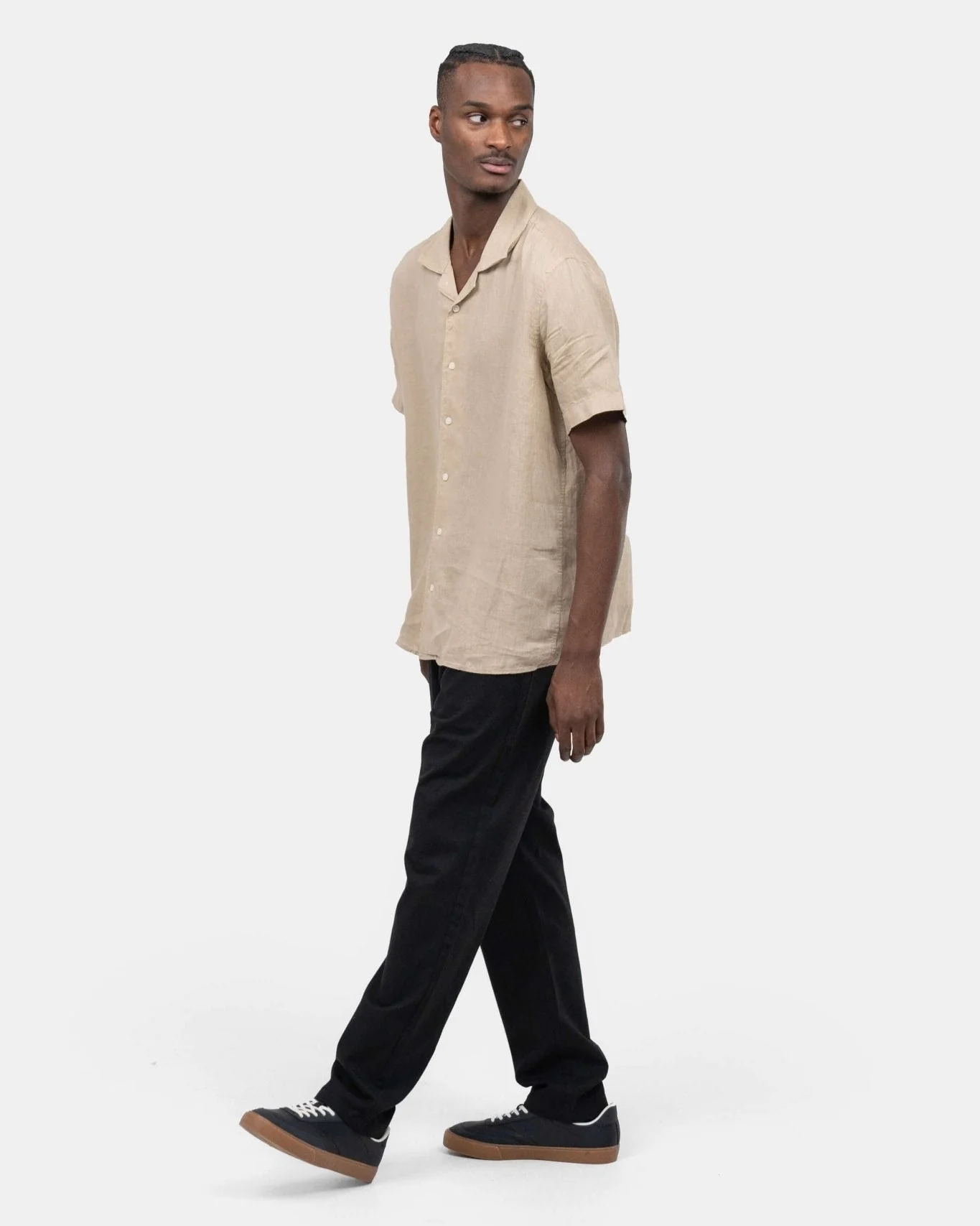 Short -sleeved flax shirt mocha - Image 6