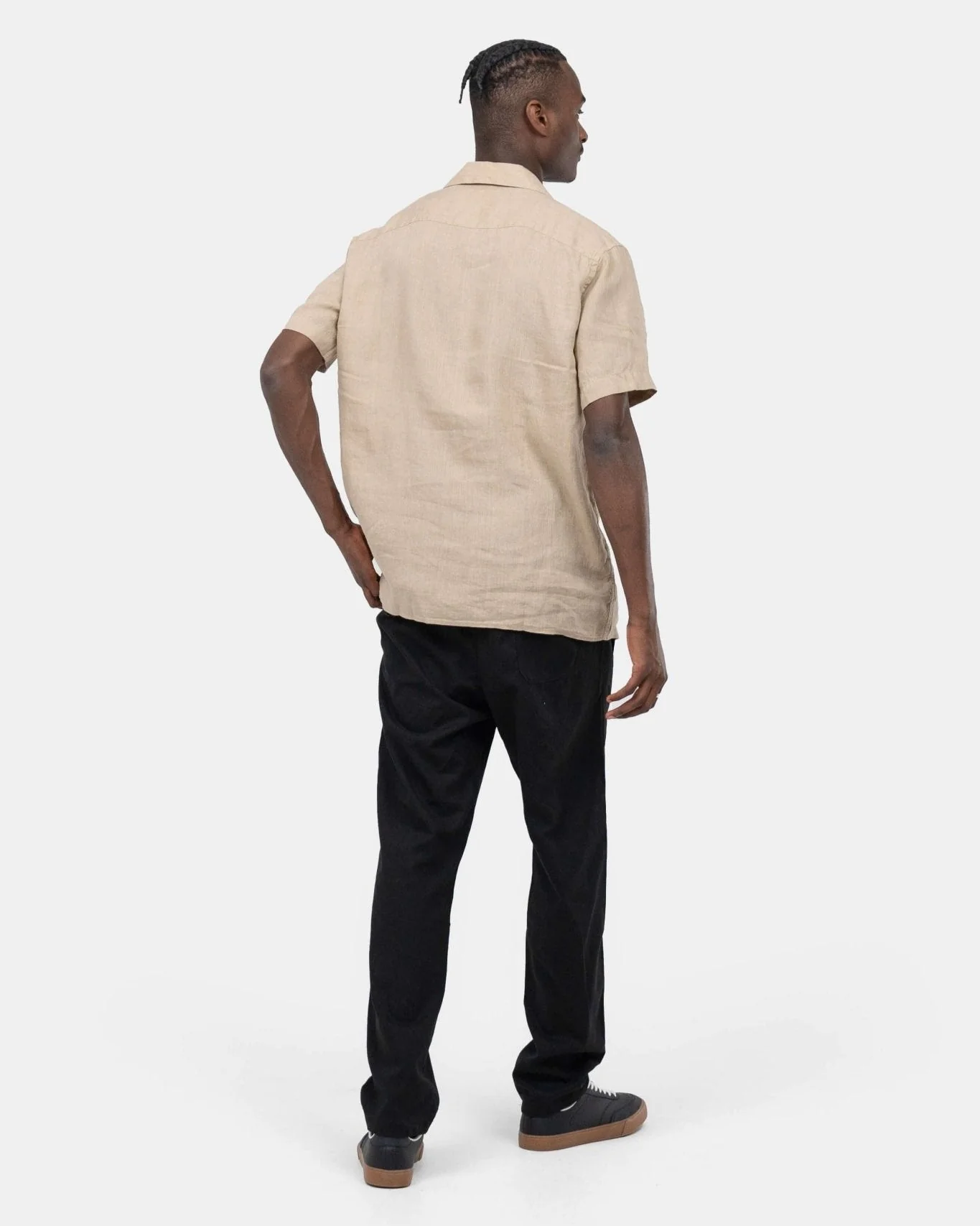 Short -sleeved flax shirt mocha - Image 7