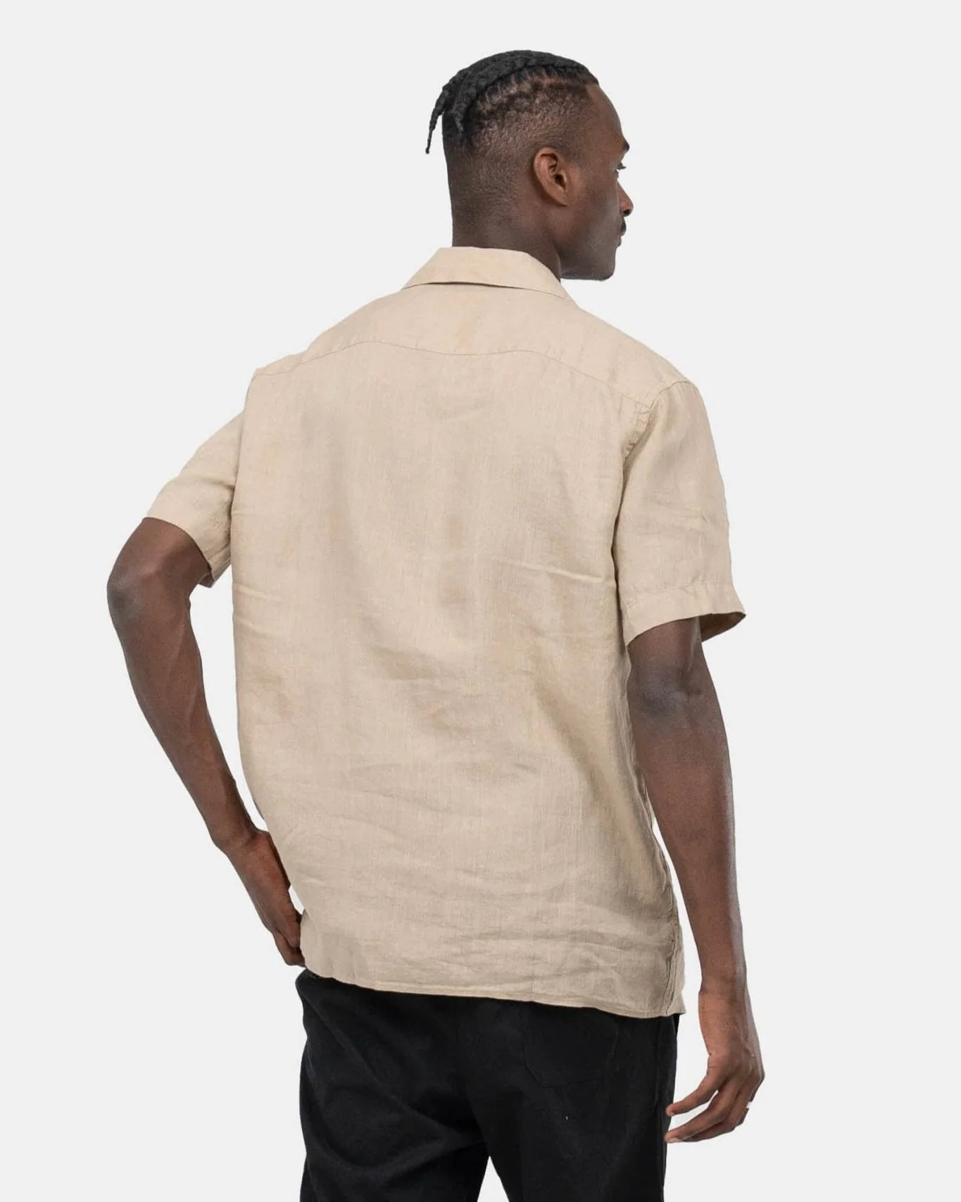 Short -sleeved flax shirt mocha - Image 9
