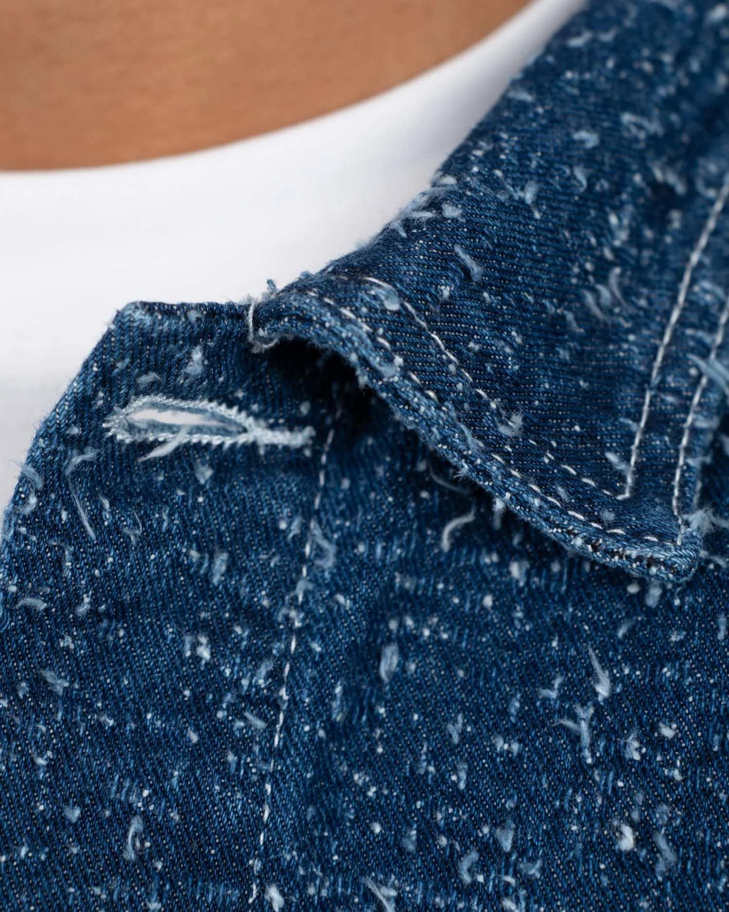 Textured Denim Jacket Mid Blue - Image 8