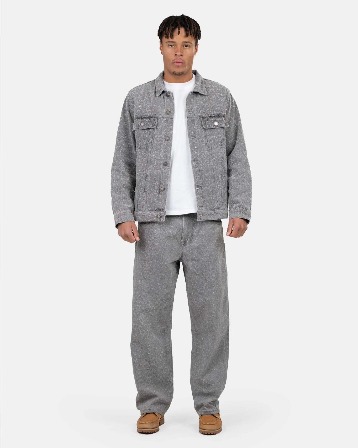 Textured denim jacket gray - Image 4